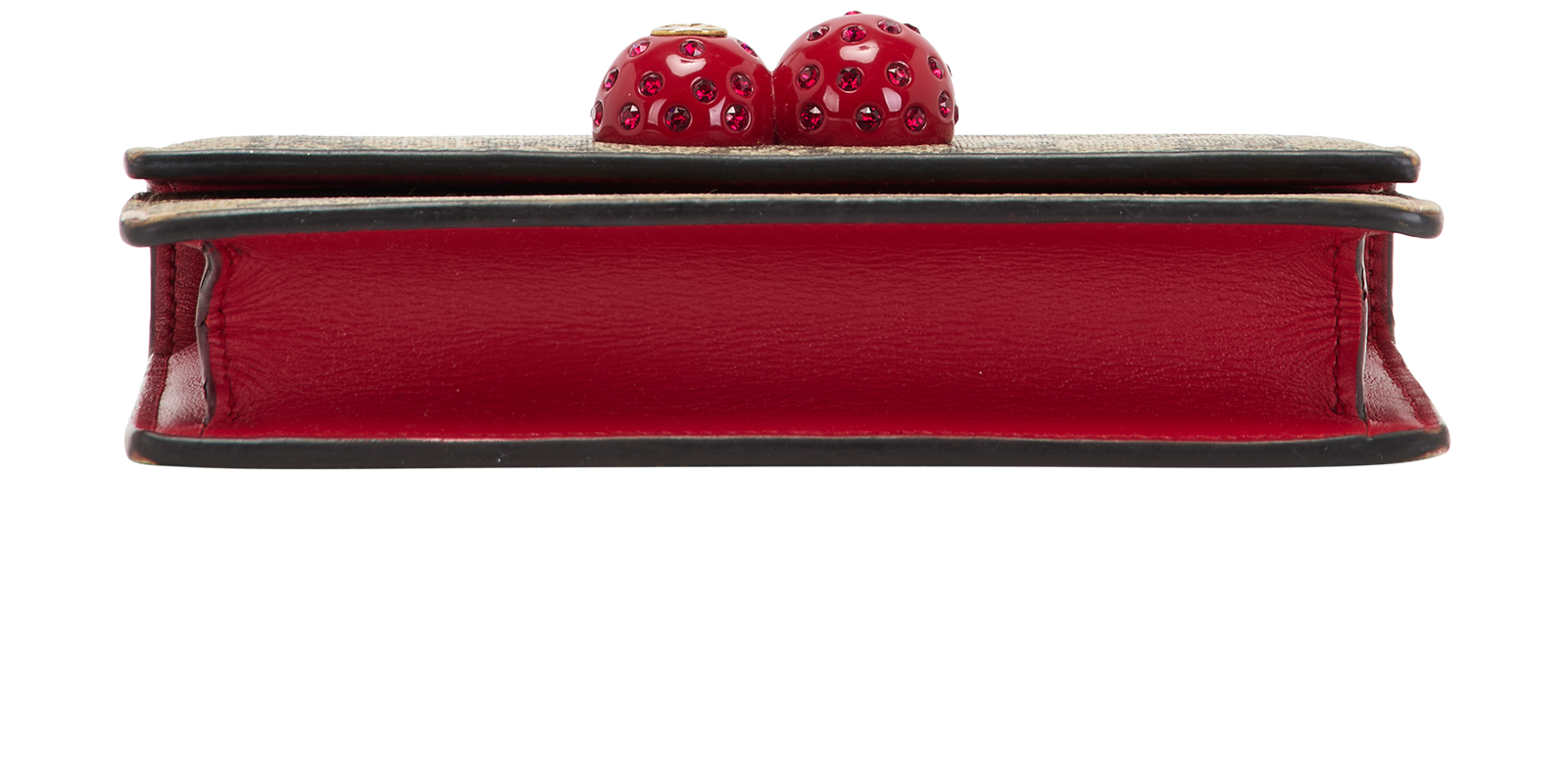 GG Cherries Wallet On Chain, &pound;475, Handbags, Brown/Red, Canvas, Top view